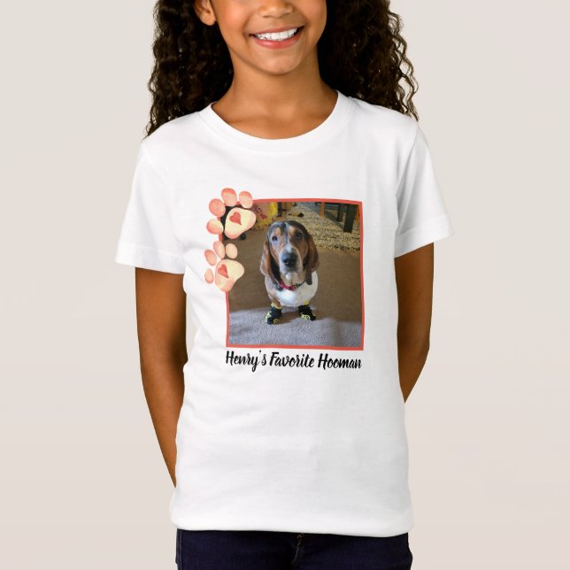 Personalisierter Foto Hund mit Ai Paw Prints T-Shirt (Vorderseite)