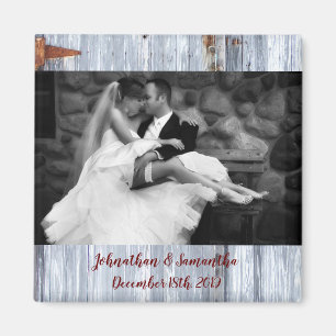 Personalisierter Foto-Magnet Weißer Holzscheunen-T Magnet