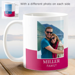 Personalisierter Foto Name Rosa Moderne Kaffeetasse