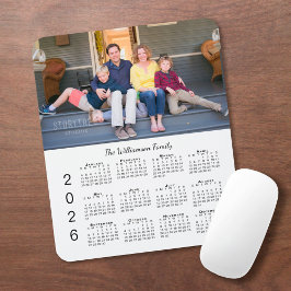 Personalisierter Foto-Name Weißer 2026-Kalender Mousepad