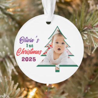 Personalisierter Foto-Olivias 1. Weihnachtsbaum Ornament