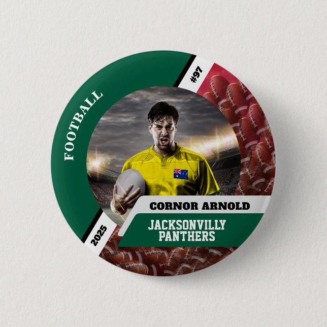 Personalisierter Foto-Sport-Button/Pin Fußball Hin Button (Vorderseite)