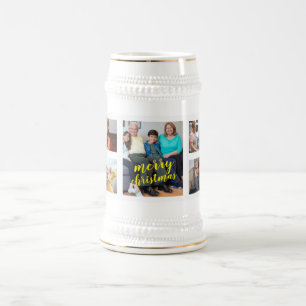 Personalisierter Foto-Weihnachtscollage-Bierstein Bierglas