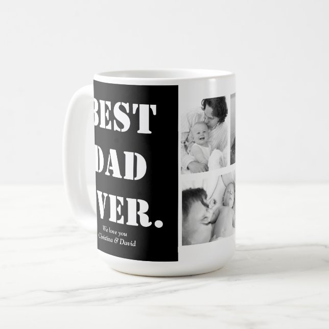 Personalisierter FotoCollage Bester Vater je Kaffeetasse (Vorderseite Links)