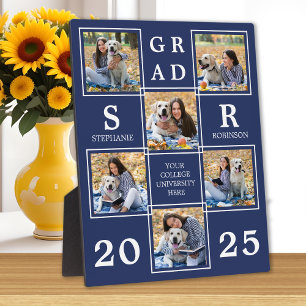 Personalisierter FotoCollage Navy Blue Abschluss Fotoplatte