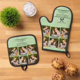 Personalisierter Fotocollage Oven Mitt & Pot Holde Ofenhandschuh & Topflappen-Set