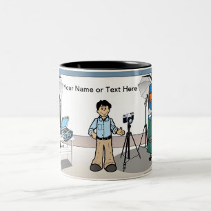 Personalisierter Fotograf - männlicher Cartoon Zweifarbige Tasse