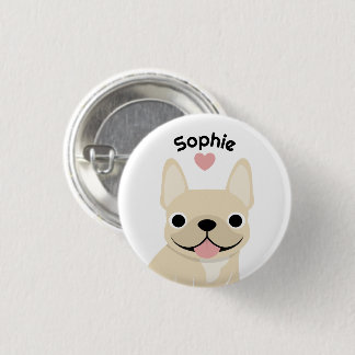 Personalisierter Französische Bulldogge Name Knopf Button