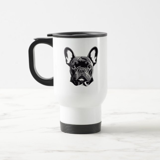 Personalisierter französischer Bulldog Black und W Reisebecher (Links)
