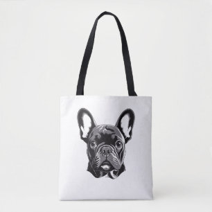 Personalisierter französischer Bulldog Black und W Tasche