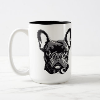 Personalisierter französischer Bulldog Black und W Zweifarbige Tasse
