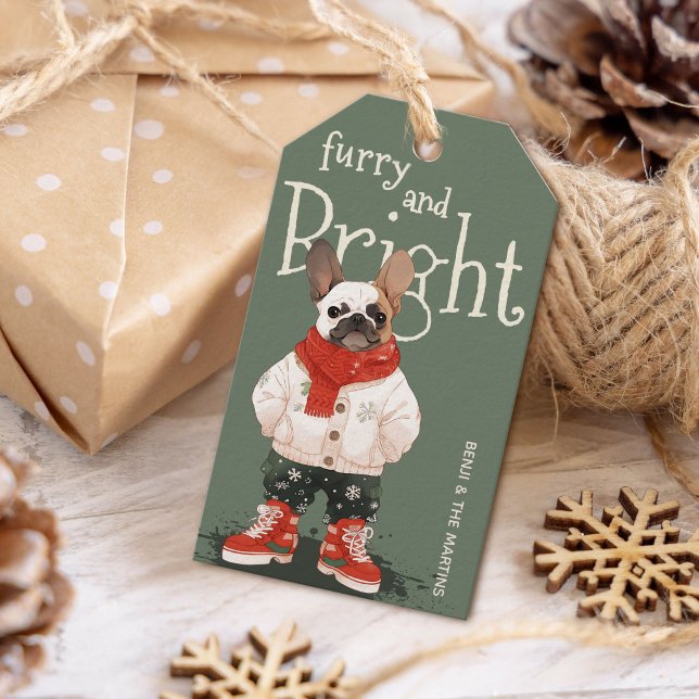 Personalisierter französischer Bulldog-Hund-Holida Geschenkanhänger (Von Creator hochgeladen)