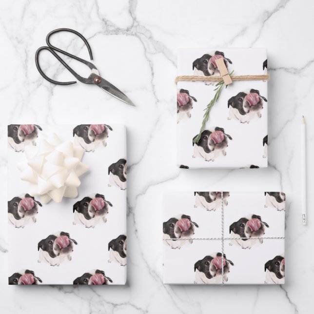 Personalisierter französischer Bulldog | Niedliche Geschenkpapier Set (Vorderseite)
