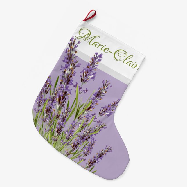 Personalisierter französischer Lavendel Lila Großer Weihnachtsstrumpf (Vorderansicht (hängend))