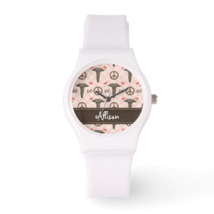 Personalisierter FriedensLiebe MDCaduceus Armbanduhr