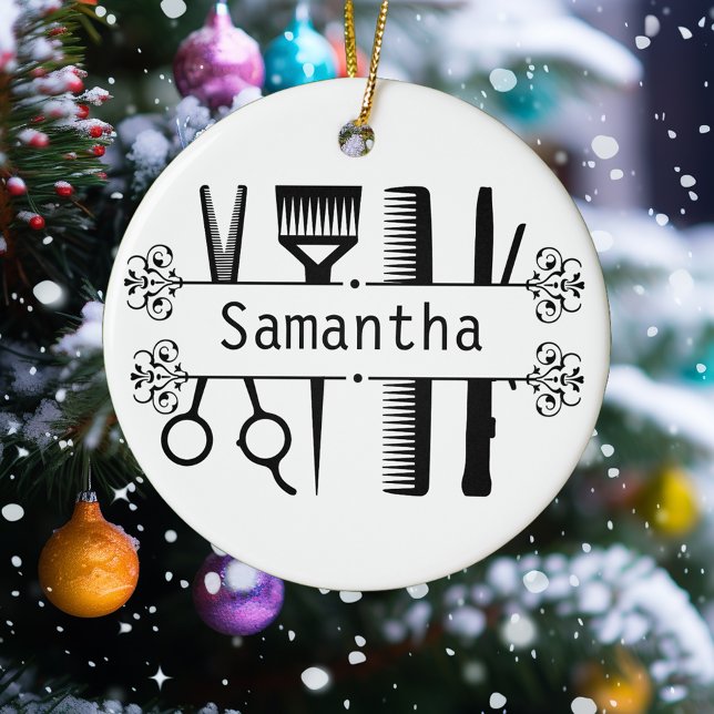 Personalisierter Friseur der Stylistischen Schere Keramik Ornament (Von Creator hochgeladen)