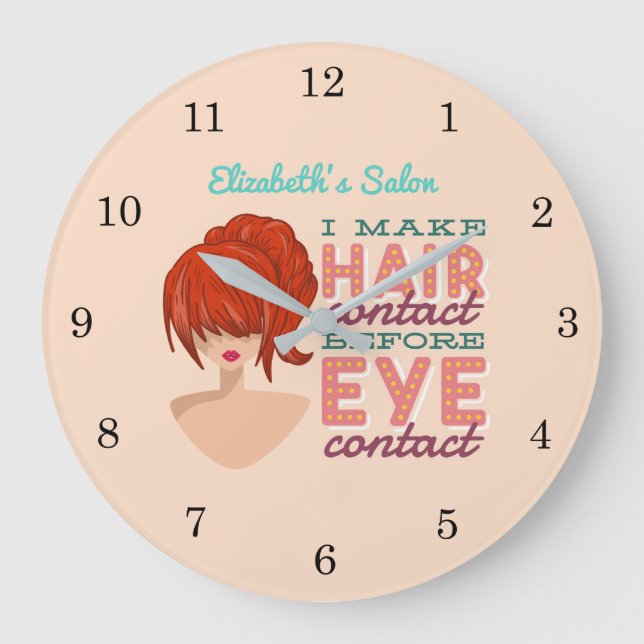 Personalisierter Friseur-Retro-Salon Große Wanduhr (Vorderseite)