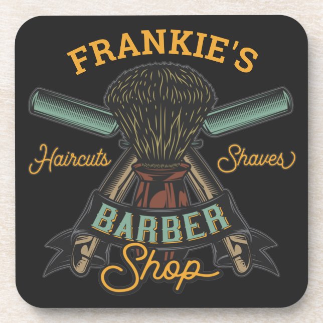 Personalisierter Friseurladen Retro-Haarschnitt-Sh Getränkeuntersetzer (Vorderseite)