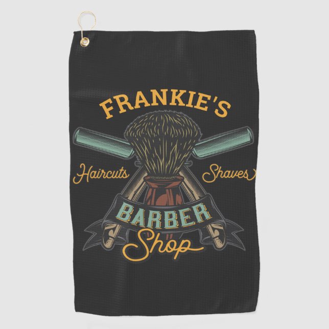 Personalisierter Friseurladen Retro-Haarschnitt-Sh Golfhandtuch (Vorderseite)
