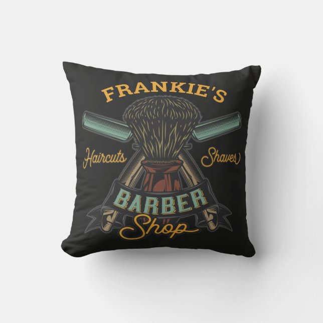 Personalisierter Friseurladen Retro-Haarschnitt-Sh Kissen (Vorderseite)