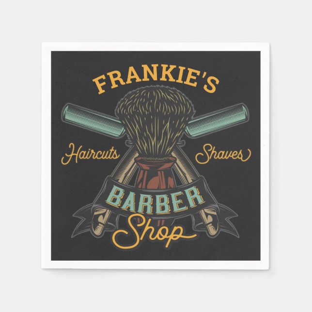 Personalisierter Friseurladen Retro-Haarschnitt-Sh Serviette (Vorderseite)