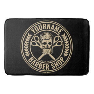 Personalisierter Friseursalon Skull Rockabilon Badematte