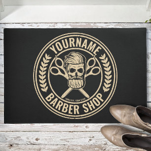 Personalisierter Friseursalon Skull Rockabilon Fußmatte