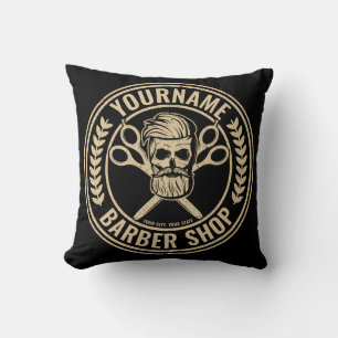 Personalisierter Friseursalon Skull Rockabilon  Kissen