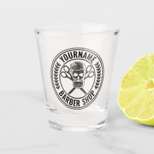 Personalisierter Friseursalon Skull Rockabilon Schnapsglas
