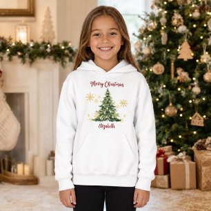 Personalisierter Frohe Weihnachten Baum Kinder- Hoodie