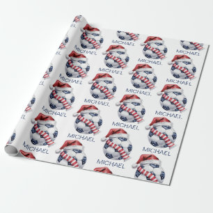 Personalisierter Frohe Weihnachten Fußball Santa   Geschenkpapier