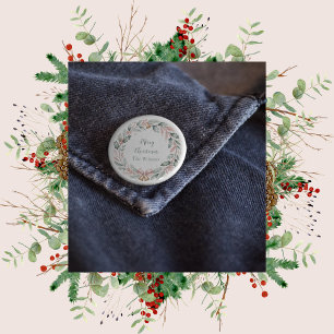Personalisierter Frohe Weihnachten Kranz Button