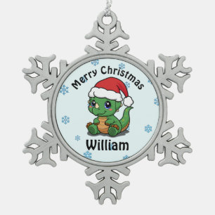 Personalisierter Frohe Weihnachten Schneeflocken Zinn-Ornament