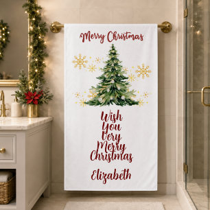 Personalisierter Frohe Weihnachten Wasserfarben Ba Badehandtuch
