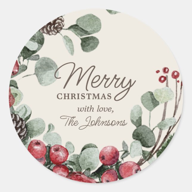 Personalisierter Frohe Weihnachts-Klassiker Runder Aufkleber (Vorderseite)