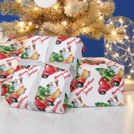 Personalisierter Frohe Weihnachtsbaumfarm Truck Geschenkpapier