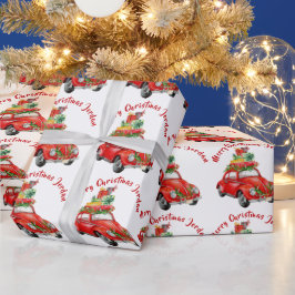 Personalisierter Frohe Weihnachtsbaumfarm Truck Geschenkpapier