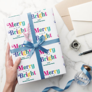 Personalisierter froher und heller Weihnachtsurlau Geschenkpapier