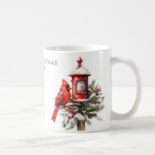 Personalisierter froher Weihnachts-Kardinal Kaffeetasse (Rechts)
