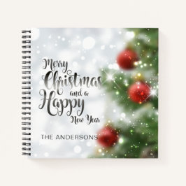 Personalisierter froher Weihnachtsbaum | Gästebuch Notizbuch