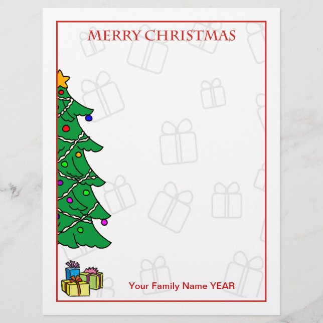 Personalisierter froher Weihnachtsbaum Letterhead (Vorderseite)