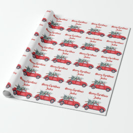Personalisierter froher Weihnachtsbaum Red Farm Tr Geschenkpapier