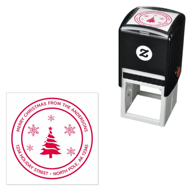Personalisierter, froher Weihnachtsbaum, selbstgef Permastempel (Beispiel)