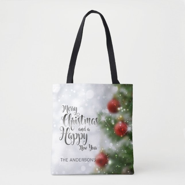 Personalisierter froher Weihnachtsbaum | Tasche (Vorderseite)