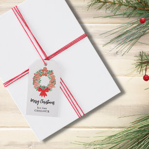 Personalisierter froher Weihnachtskranz Geschenkanhänger