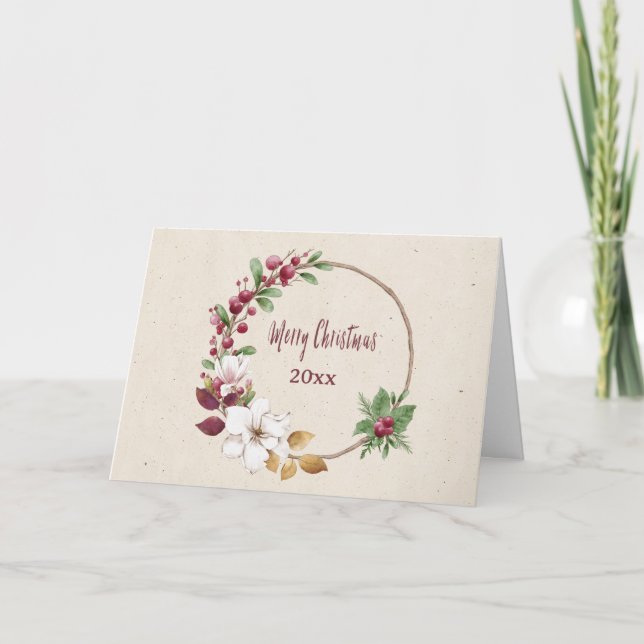 Personalisierter froher Weihnachtskranz mit dem Ja Karte (Vorderseite)