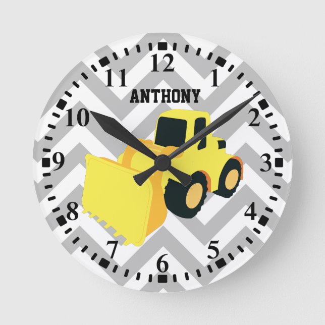 Personalisierter Frontladerlastwagen Runde Wanduhr (Vorderseite)