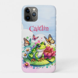 Personalisierter Frosch, Blume und Schmetterlinge Case-Mate iPhone Hülle