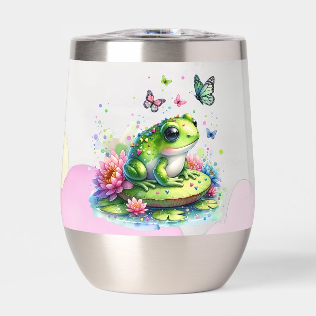 Personalisierter Frosch mit Blume auf Lilypad Insu (Vorderseite)