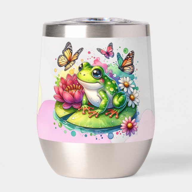 Personalisierter Frosch mit Blume auf Lilypad Insu (Vorderseite)